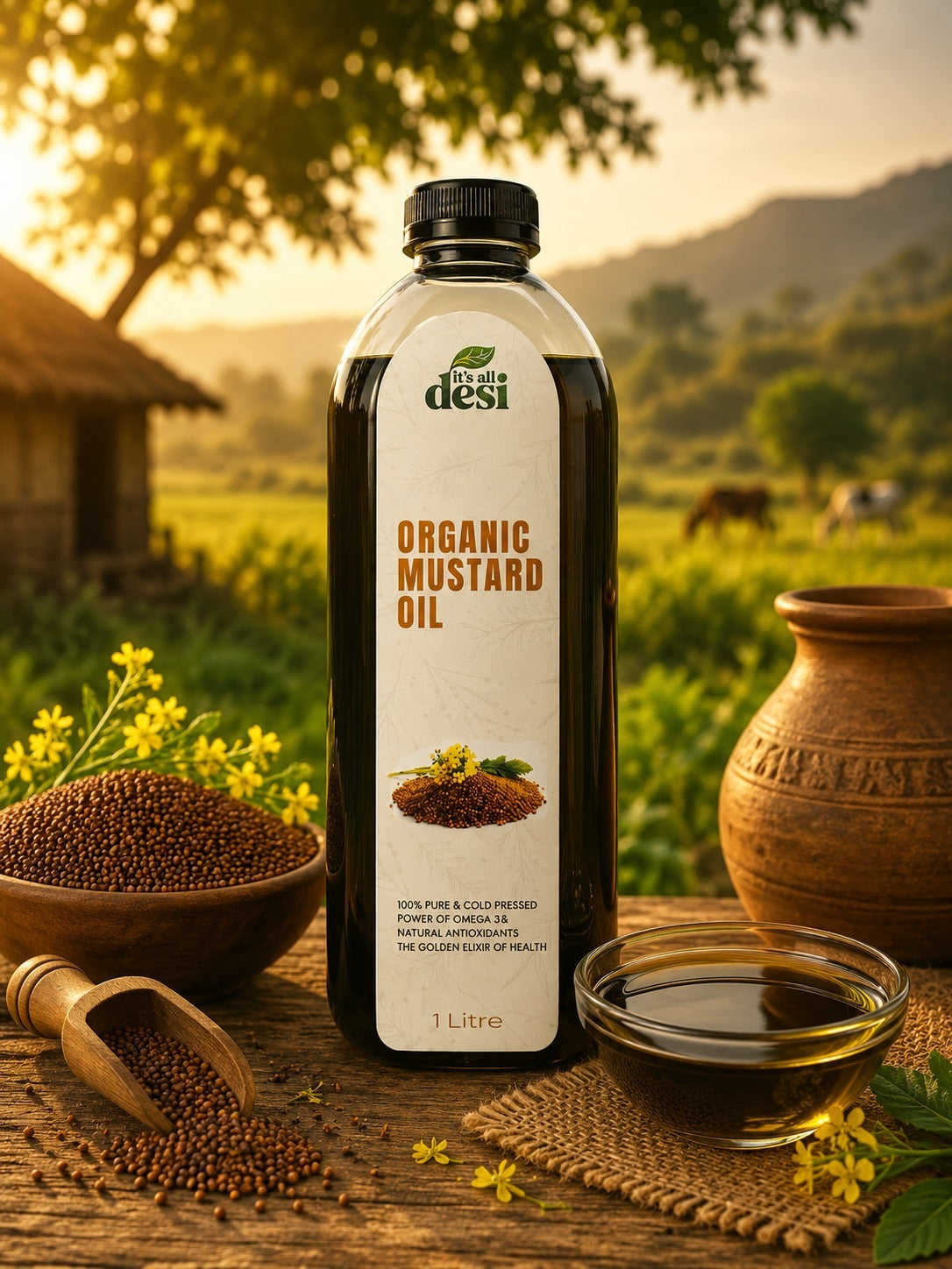 Mustard (سرسوں) Oil - Cold Pressed - 1 Litre